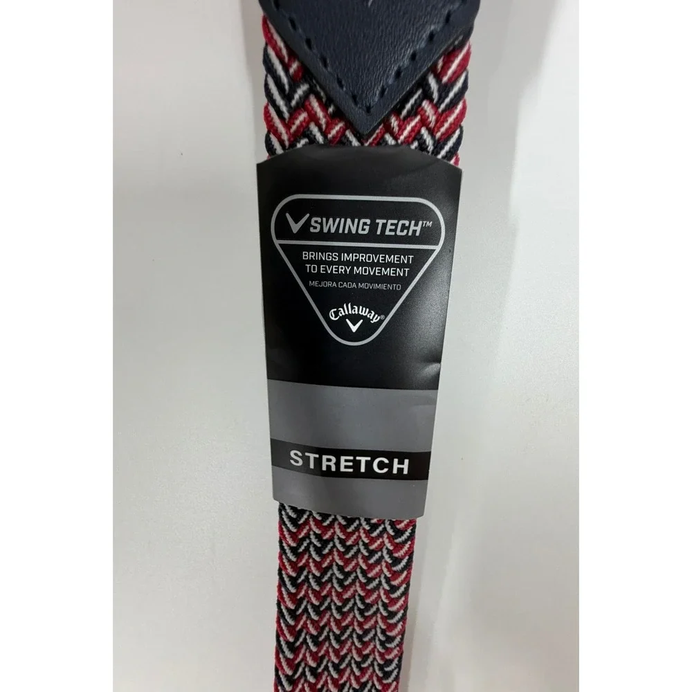 Callaway Golf On Par Stretch Belt Braided Burgundy Navy Matte Men Size L(38-40)